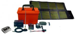 Emergency Communications in a Box- all 12V power and accessories for a stand alone mobile communications station. Power supply, inverter,amplifier, recharger, in waterproof dustproof box.